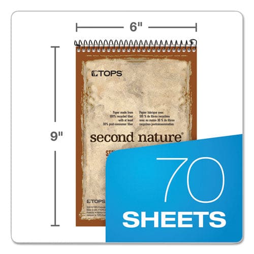 TOPS Second Nature Recycled Notepads Gregg Rule Brown Cover 70 White 6 X 9 Sheets - Office - TOPS™