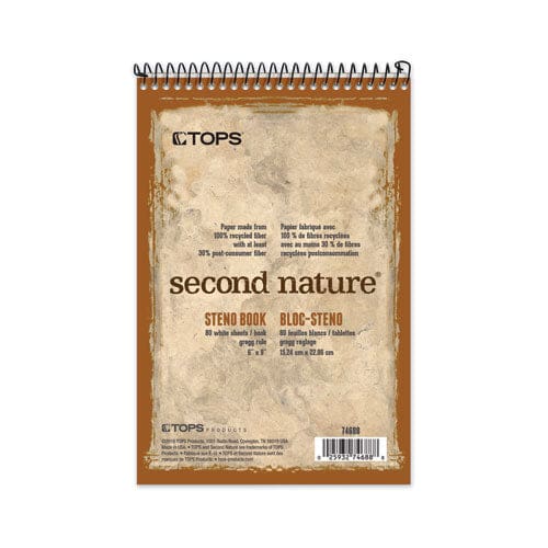 TOPS Second Nature Recycled Notepads Gregg Rule Brown Cover 80 White 6 X 9 Sheets - Office - TOPS™