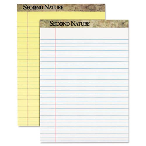 TOPS Second Nature Recycled Ruled Pads Wide/legal Rule 50 Canary-yellow 8.5 X 11.75 Sheets Dozen - School Supplies - TOPS™