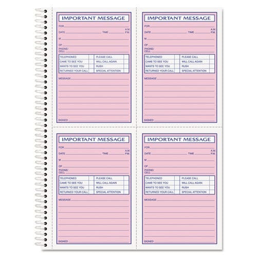 TOPS Telephone Message Book With Fax/mobile Section Two-part Carbonless 3.88 X 5.5 4 Forms/sheet 200 Forms Total - Office - TOPS™