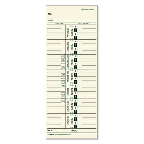 TOPS Time Clock Cards Replacement For 10-800762 Two Sides 3.5 X 9 500/box - Office - TOPS™