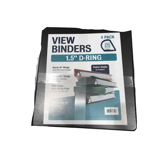 Tops View Binder 1.5" D-Ring Assorted Color, 4 Pack - ShelHealth.Com