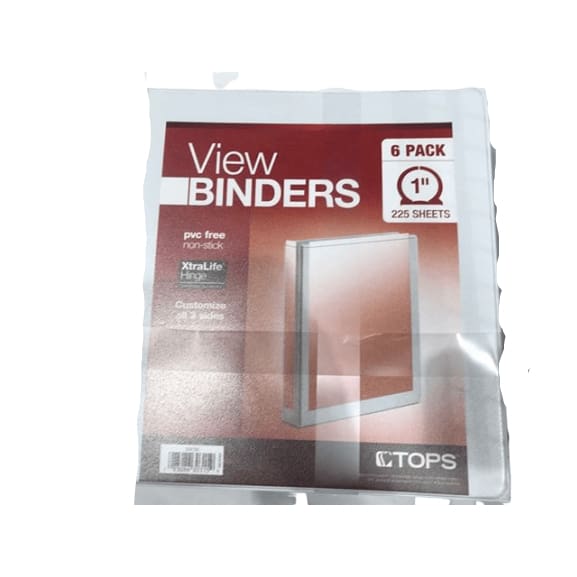 Tops View Binders 1" 6 Pack , 225 Sheets - ShelHealth.Com
