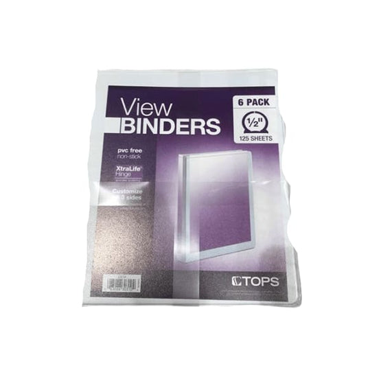 Tops View Binders 1/2" 6 Pack , 125 Sheets - ShelHealth.Com
