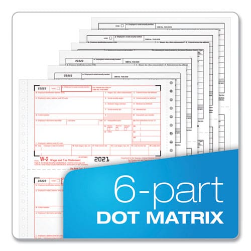 TOPS W-2 Tax Form For Dot Matrix Printers Fiscal Year: 2022 Six-part Carbonless 5.5 X 8.5 2 Forms/sheet 24 Forms Total - Office - TOPS™