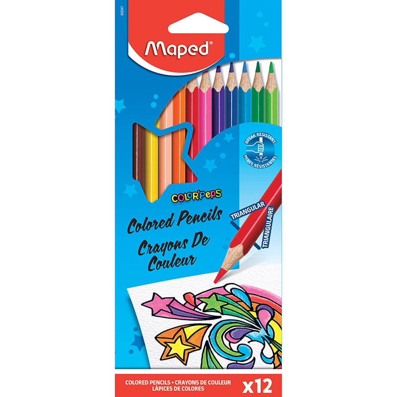 Triangular Colored Pencils 12 Colrs (Pack of 12) - Colored Pencils - Maped Helix Usa