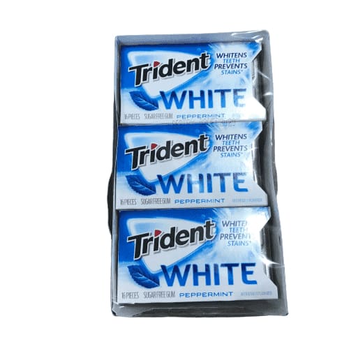 Trident Dual Pack Gum, White Peppermint, 16 Pieces, 12 Count - ShelHealth.Com