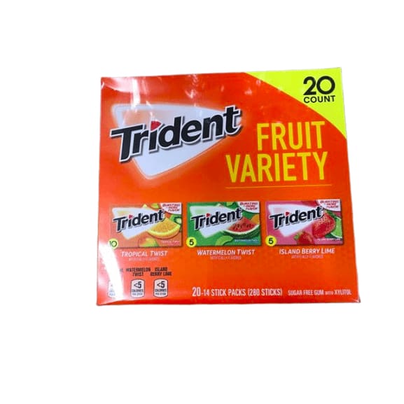 Trident Sugar-Free Gum Fruit Variety Pack - 20 Pieces - Guaranteed Fresh & Tasty