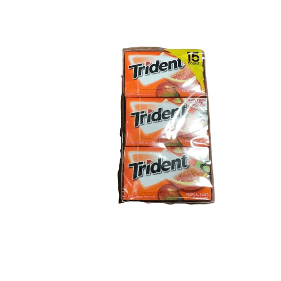 Trident Sugar Free Gum, Tropical Twist, 14 Pieces, 15 Packs - ShelHealth.Com