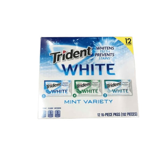 Trident White Mint Variety 16 pcs. (Pack of 12) - ShelHealth.Com