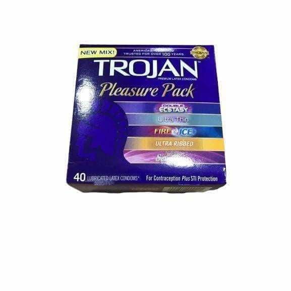 Trojan Pleasure Pack Premium Lubricated Latex Condoms, 40 Count - ShelHealth.Com