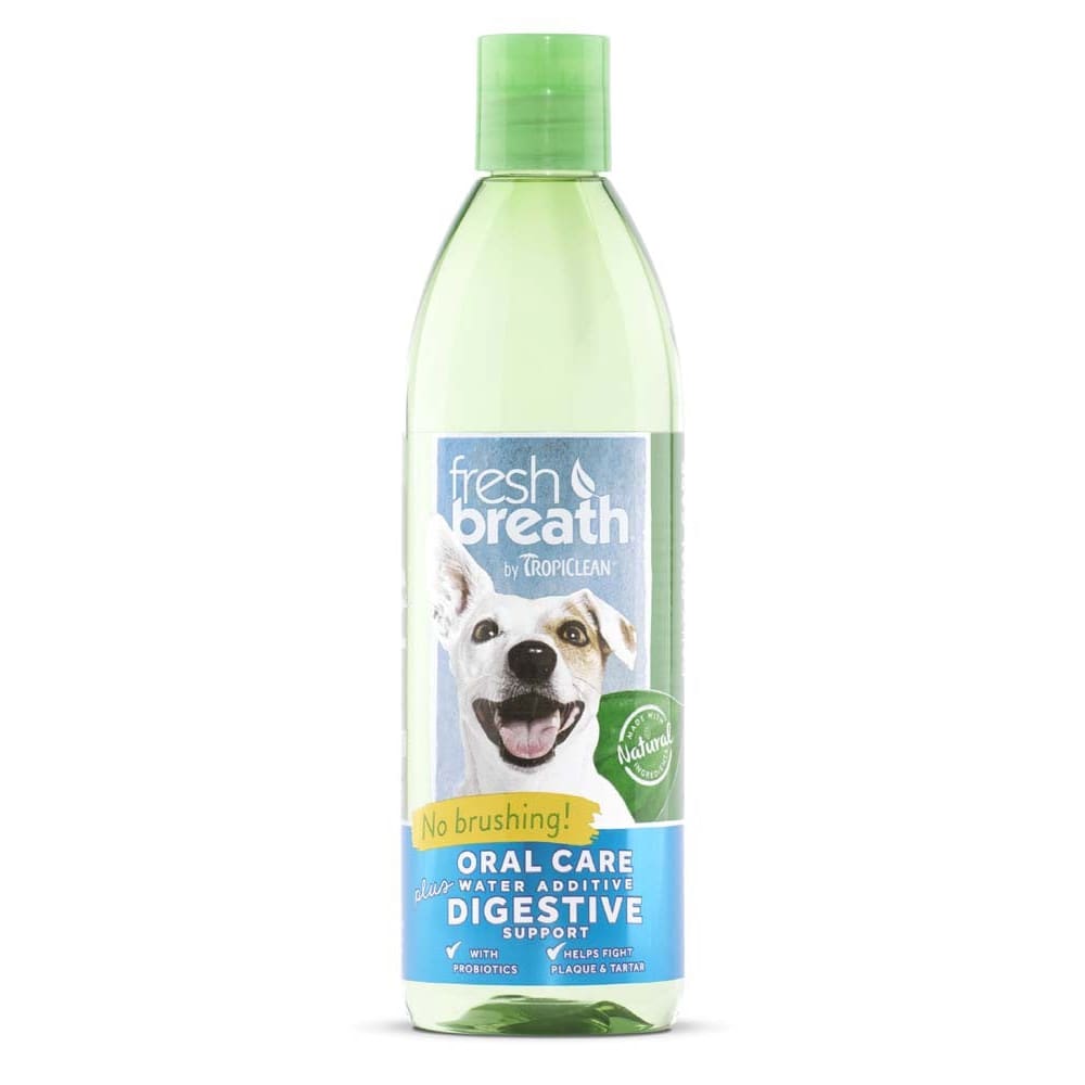 TropiClean Fresh Breath Oral Care Water Additive Plus Digestive Support for Dogs 16 fl. oz - Pet Supplies - TropiClean