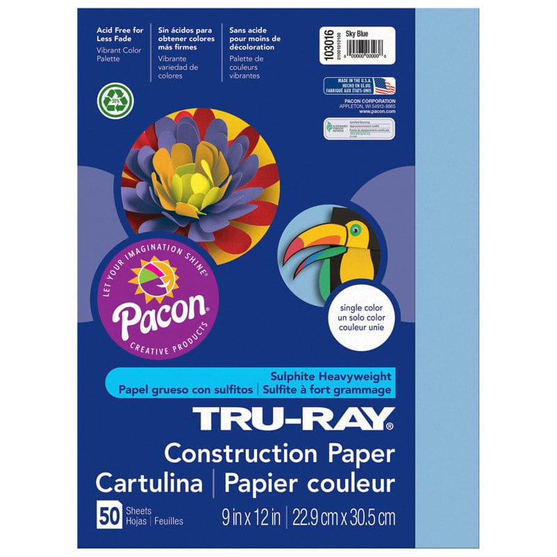 Tru Ray 9 X 12 Sky Blue 50 Sht Construction Paper (Pack of 12) - Construction Paper - Dixon Ticonderoga Co - Pacon
