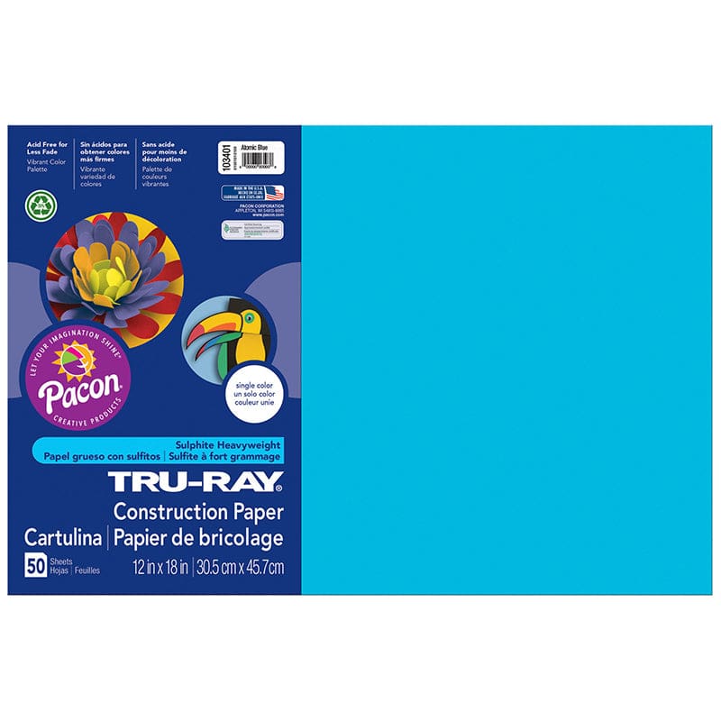 Tru Ray Atomic Blue 12X18 Fade Resistant Construction Paper (Pack of 6) - Construction Paper - Dixon Ticonderoga Co - Pacon