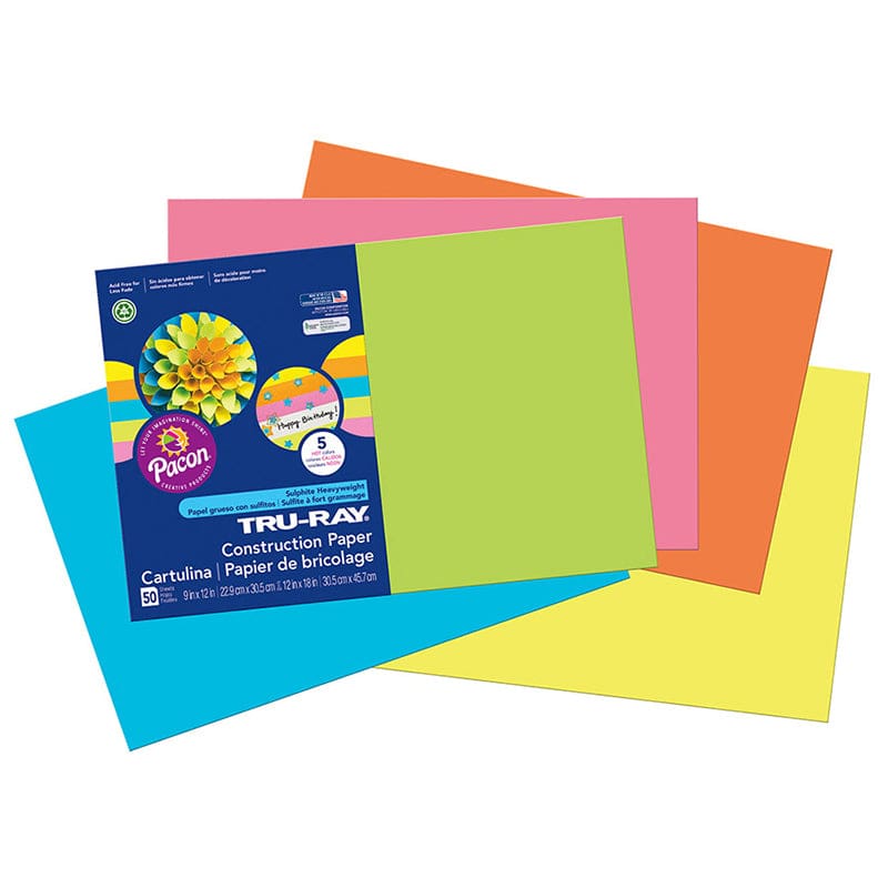 Tru Ray Hot Asst 12X18 Fade Resistant Construction Paper (Pack of 6) - Construction Paper - Dixon Ticonderoga Co - Pacon