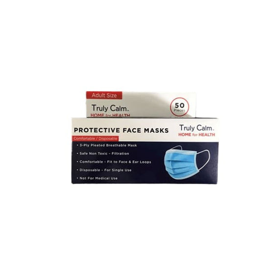 Truly Calm Protective Face Masks, Adult Size, 50 Count - ShelHealth.Com