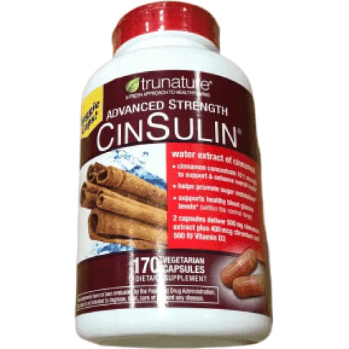 Trunature Advanced Strength Cinsulin 170 Capsules - ShelHealth.Com