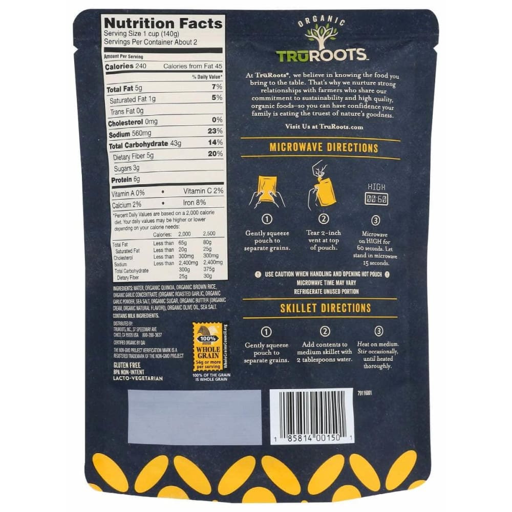 TRUROOTS Grocery > Pantry > Rice TRUROOTS Grain Rstd Garlic Qc, 8.5 oz