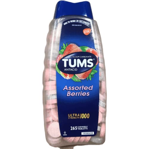 Tums Ultra Assorted Berries 265 Tablets - Maximum Strength Antacid & Calcium Supplement - ShelHealth.Com