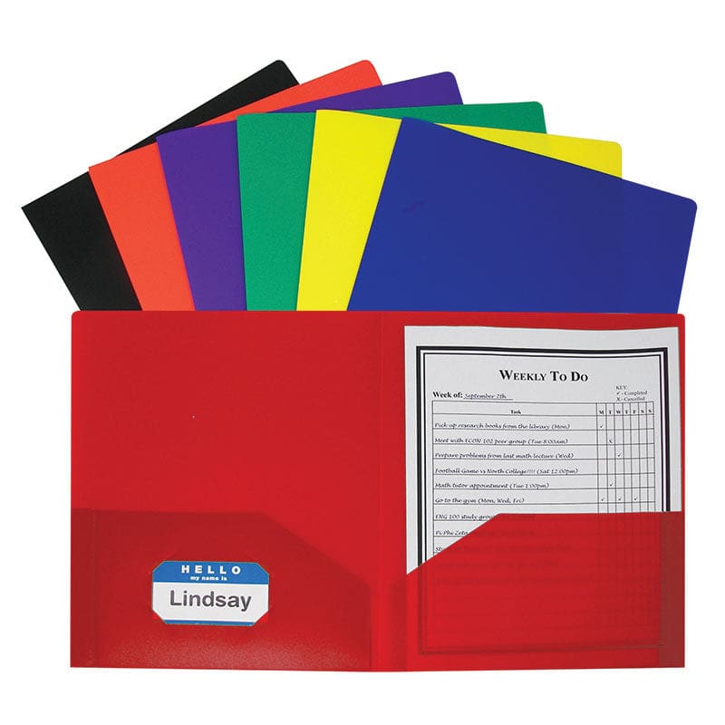 Two Pocket Poly Portfolios 36/Box Assorted Without Prongs - Folders - C-Line Products Inc
