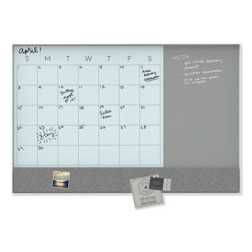 U Brands 3n1 Magnetic Glass Dry Erase Combo Board Monthly Calendar 24 X 18 White/gray Surface White Aluminum Frame - School Supplies - U