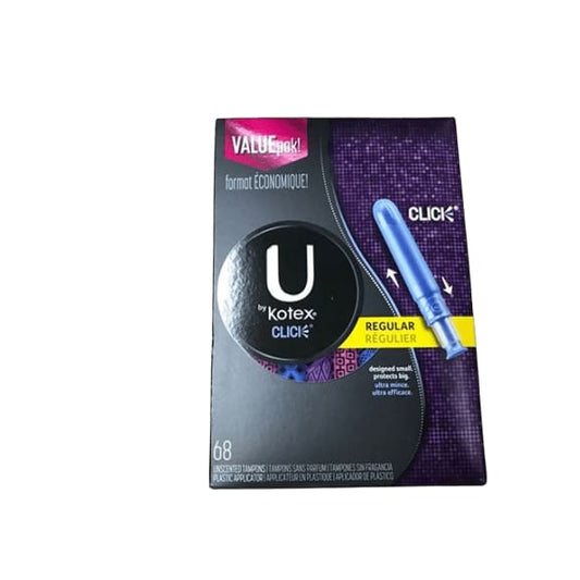 U by Kotex Click Compact Regular Unscented Tampons, 68 ct. - ShelHealth.Com