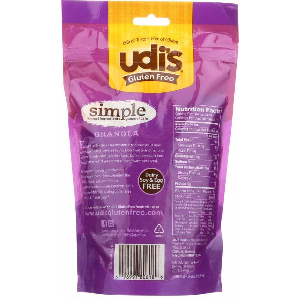 Udis Udi's Gluten Free Granola Vanilla, 12 Oz