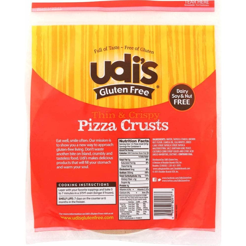 Udis Udi's Gluten Free Pizza Crust 2 Pack, 8 oz