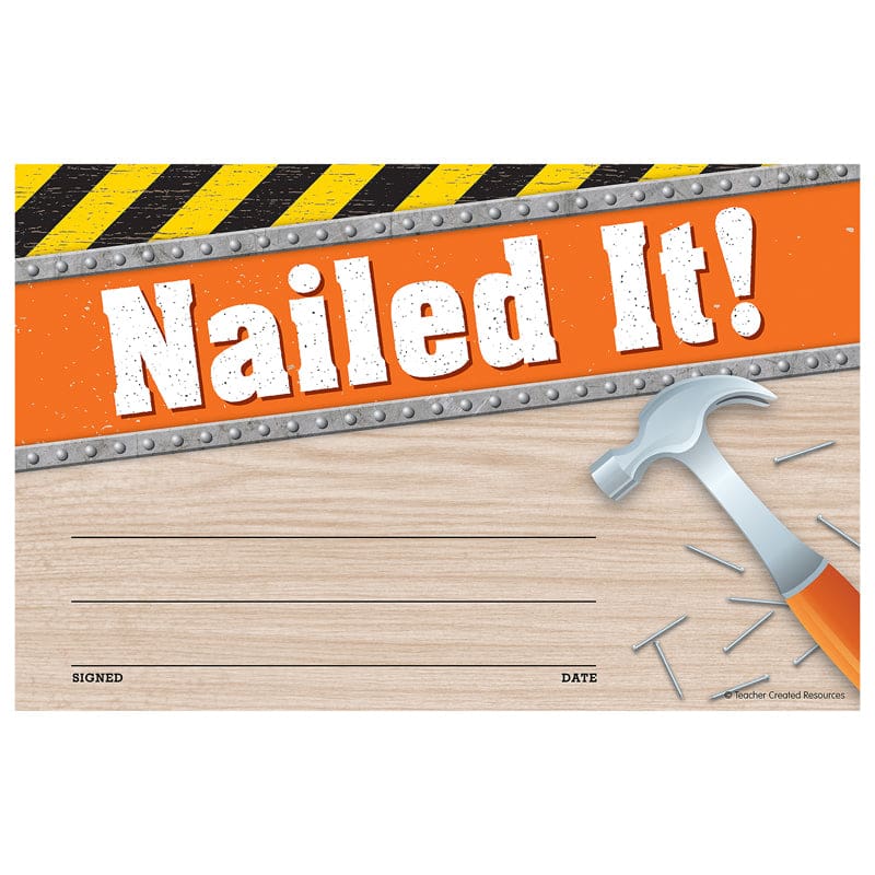 Under Construction Nailed It Awards (Pack of 10) - Awards - Teacher Created Resources