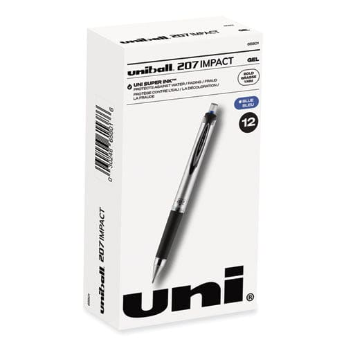 uniball 207 Impact Gel Pen Stick Bold 1 Mm Blue Ink Black Barrel - School Supplies - uniball®