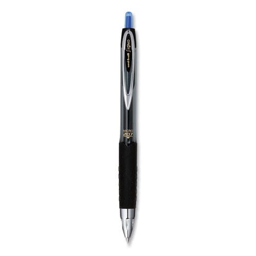 uniball Signo 207 Gel Pen Retractable Micro 0.5 Mm Blue Ink Smoke/black/blue Barrel Dozen - School Supplies - uniball®