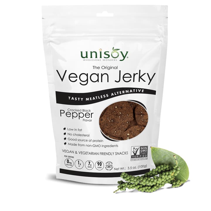 UNISOY Grocery > Snacks > Chips > Snacks Other UNISOY Jerky Vegan Black Pepper, 3.5 oz