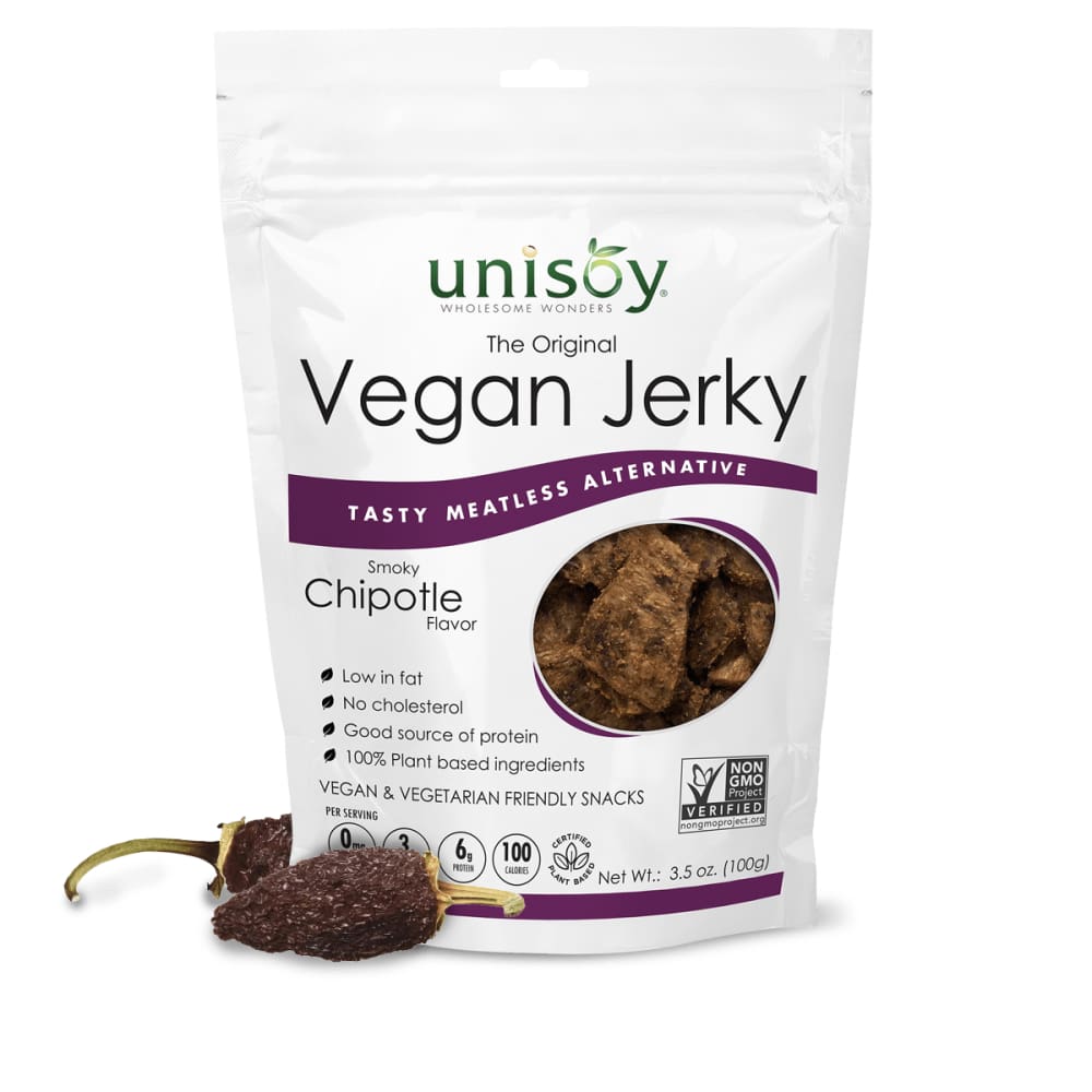 UNISOY Grocery > Snacks > Chips > Snacks Other UNISOY Jerky Vegan Smky Chipotle, 3.5 oz