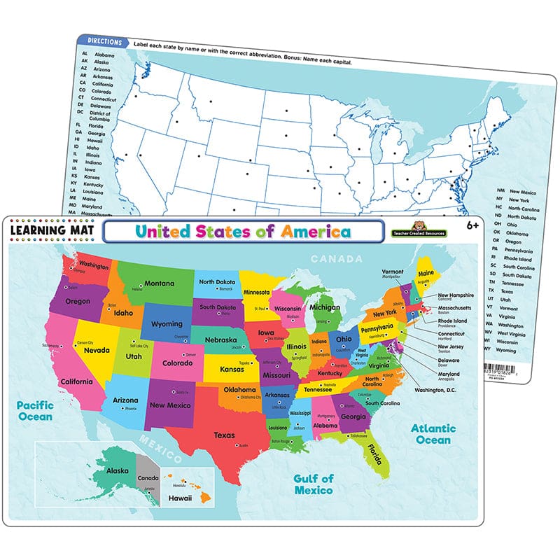 United States Map Learning Mat (Pack of 12) - Maps & Map Skills - Teacher Created Resources
