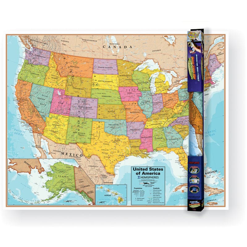 United States Wall Chart with Interactive App (Pack of 2) - Maps & Map Skills - Round World Products