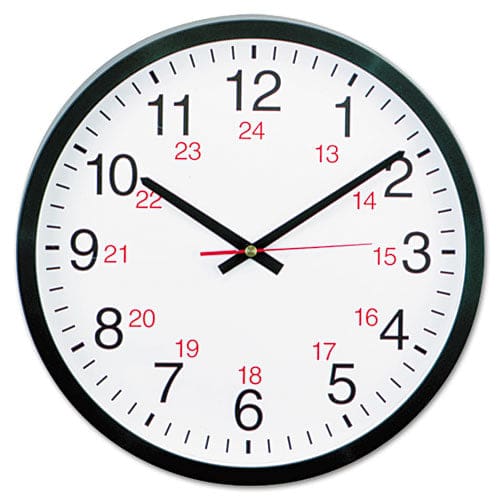 Universal 24-hour Round Wall Clock 12.63 Overall Diameter Black Case 1 Aa (sold Separately) - Office - Universal®
