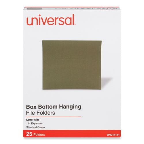 Universal Box Bottom Hanging File Folders 1 Capacity Letter Size 1/5-cut Tabs Standard Green 25/box - School Supplies - Universal®