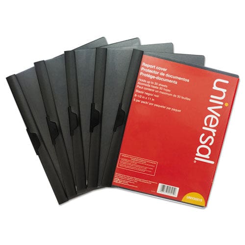 Universal Clip-style Report Cover Clip Fastener 8.5 X 11 Clear/black 5/pack - School Supplies - Universal®