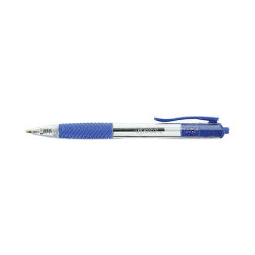 Universal Comfort Grip Ballpoint Pen Retractable Medium 1 Mm Blue Ink Clear Barrel Dozen - School Supplies - Universal™
