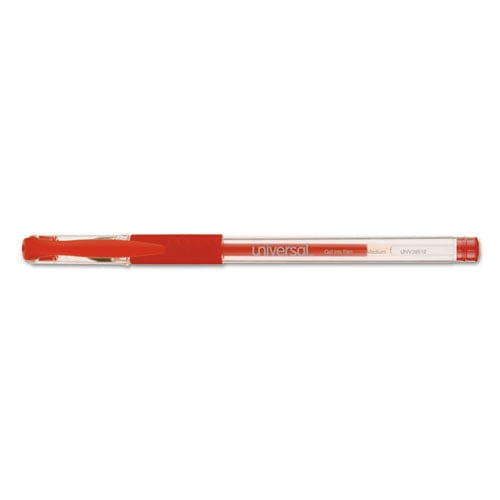 Universal Comfort Grip Gel Pen Stick Medium 0.7 Mm Red Ink Clear Barrel Dozen - School Supplies - Universal™