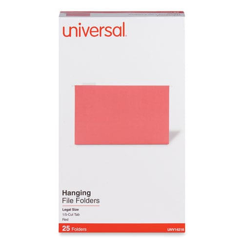 Universal Deluxe Bright Color Hanging File Folders Legal Size 1/5-cut Tabs Red 25/box - School Supplies - Universal®