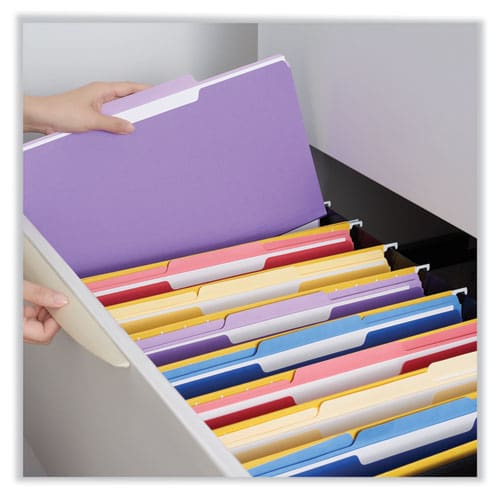 Universal Deluxe Colored Top Tab File Folders 1/3-cut Tabs: Assorted Legal Size Violet/light Violet 100/box - School Supplies - Universal®