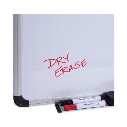 Universal Deluxe Porcelain Magnetic Dry Erase Board 48 X 36 White Surface Silver/black Aluminum Frame - School Supplies - Universal®