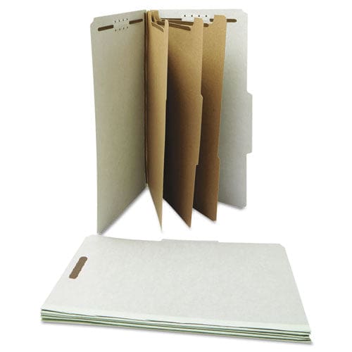 Universal Eight-section Pressboard Classification Folders 3 Expansion 3 Dividers 8 Fasteners Legal Size Gray Exterior 10/box - School