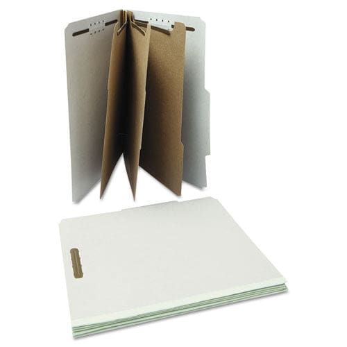 Universal Eight-section Pressboard Classification Folders 3 Expansion 3 Dividers 8 Fasteners Letter Size Gray Exterior 10/box - School