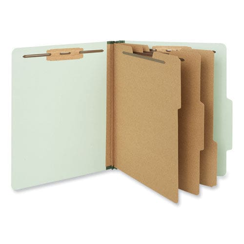 Universal Eight-section Pressboard Classification Folders 3 Expansion 3 Dividers 8 Fasteners Letter Size Gray-green 10/box - School Supplies