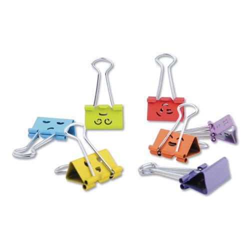 Universal Emoji Themed Binder Clips With Storage Tub Medium Assorted Colors 42/pack - Office - Universal®