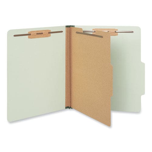 Universal Four-section Pressboard Classification Folders 2 Expansion 1 Divider 4 Fasteners Letter Size Green Exterior 10/box - School