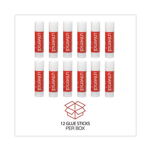 Universal Glue Stick 0.74 Oz Applies And Dries Clear 12/pack - School Supplies - Universal®