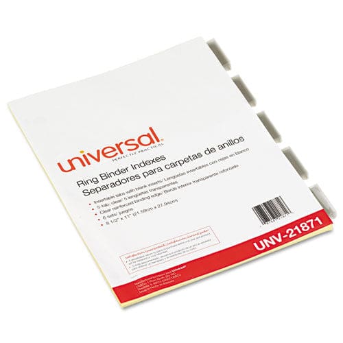 Universal Insertable Tab Index 5-tab 11 X 8.5 Buff Clear Tabs 6 Sets - School Supplies - Universal®